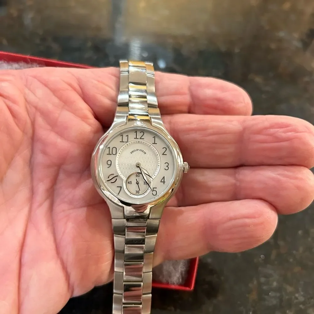 Women’s Philip stein mother of pearl face stainless steel watch 35 mm